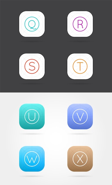 Big Set of App Icon Template with Guidelines Vector Fresh Colour