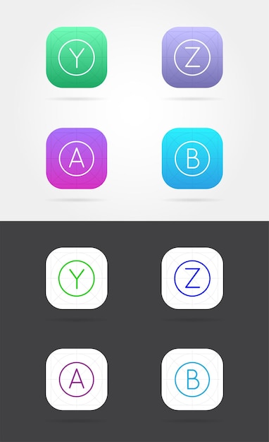 big set of app icon template with guidelines vector fresh colour