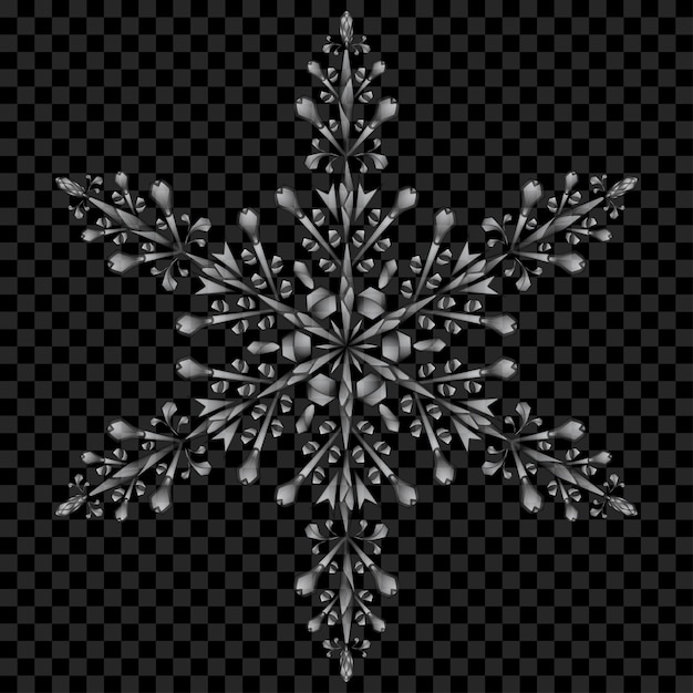 Big translucent Christmas snowflake in gray colors on transparent background