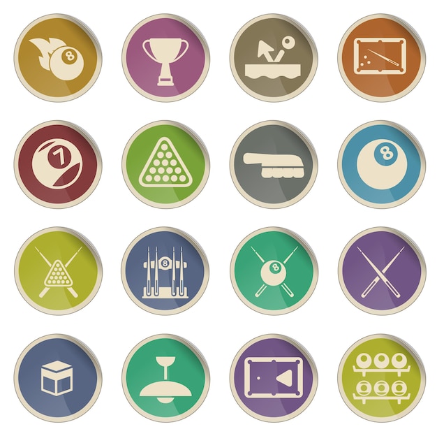 Billiards simply vector icon set