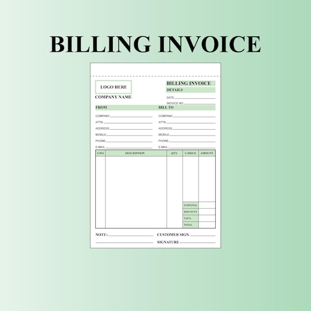 billing invoice books multiple colors a5 size ready for print template