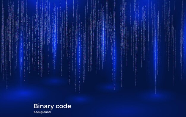 Binary code digital rain background with glowing data streams Abstract futuristic technology concept representing data flow artificial intelligence and cyber information network visualization