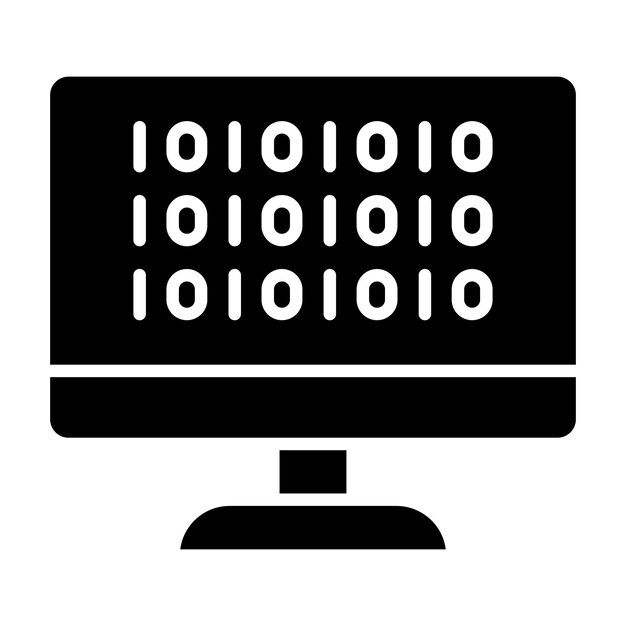 Binary Code Glyph Solid Black Illustration