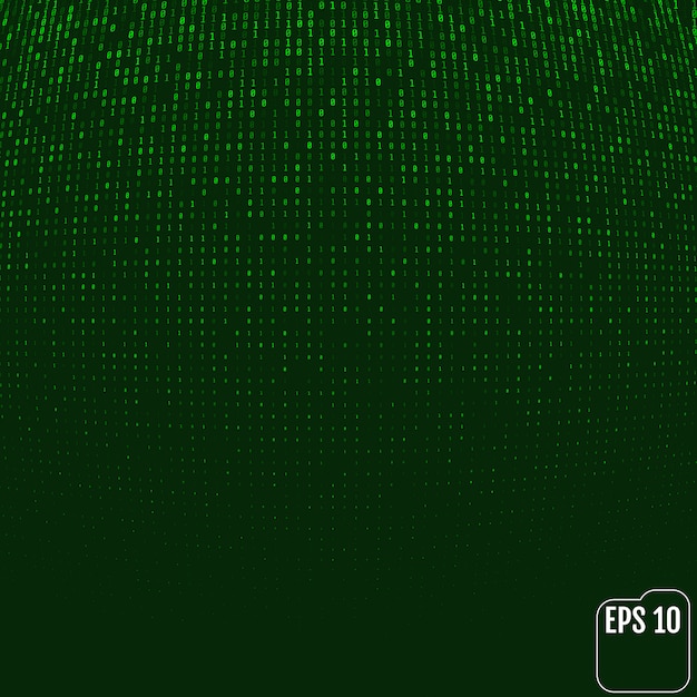 Binary code green neon glow matrix. 
