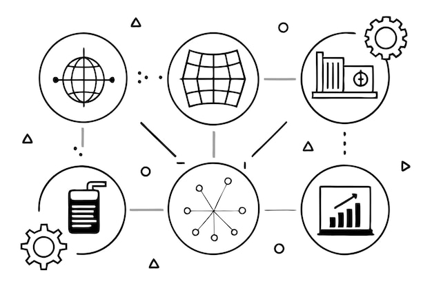 Binary code Line art illustration for digital transformation