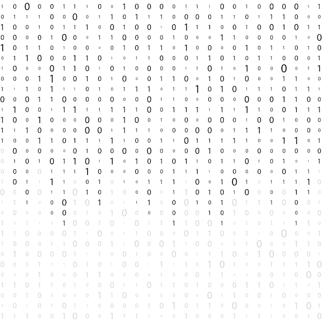 Binary code zero one matrix white background banner pattern wallpaper