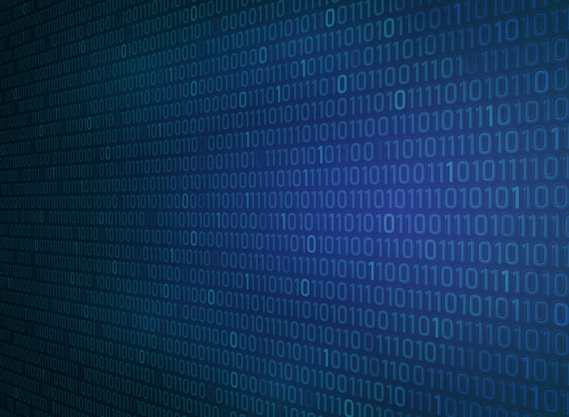 Binary zero one of technology gradient blue background.