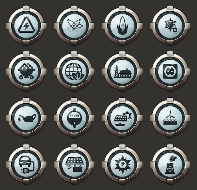 BIO Fuel industry vector stylish round buttons for mobile applications and web