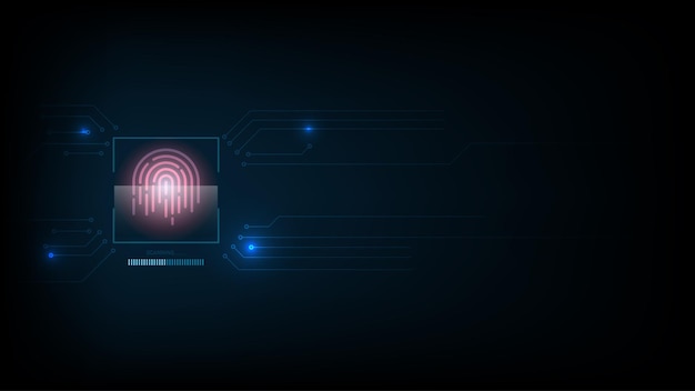 biometrics hi-tech technology with fingerprint scanning background. business security concept. vector illustration.