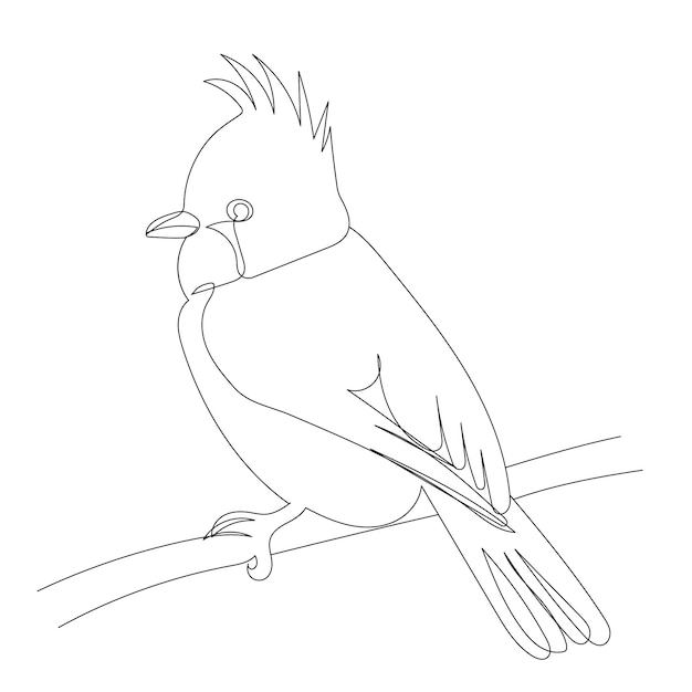 bird on a branch one continuous line drawing isolated vector