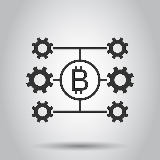 bitcoin icon in flat style blockchain vector illustration on white isolated background cryptocurrency business concept