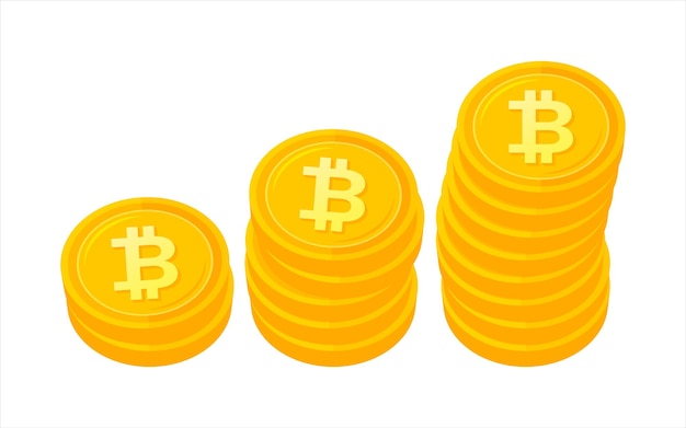 bitcoin stack icon vector with shiny gold color symbol of successful investment with big profit