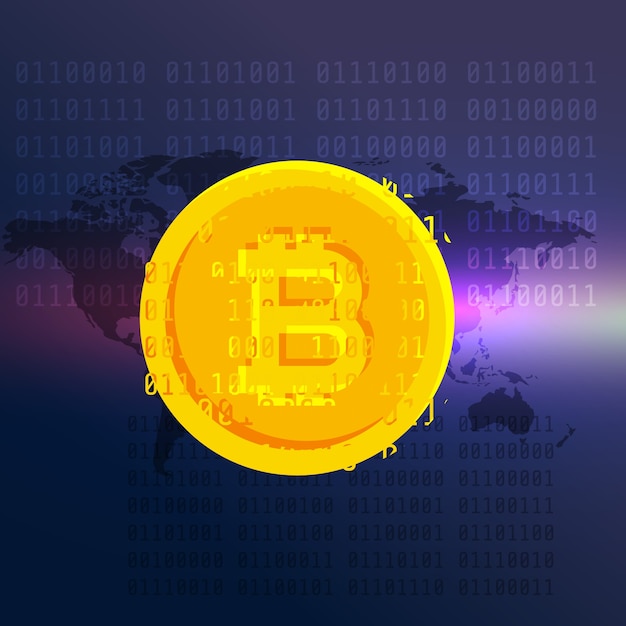 Bitcoin-valuuttasymbolin digitaalinen vektoritausta