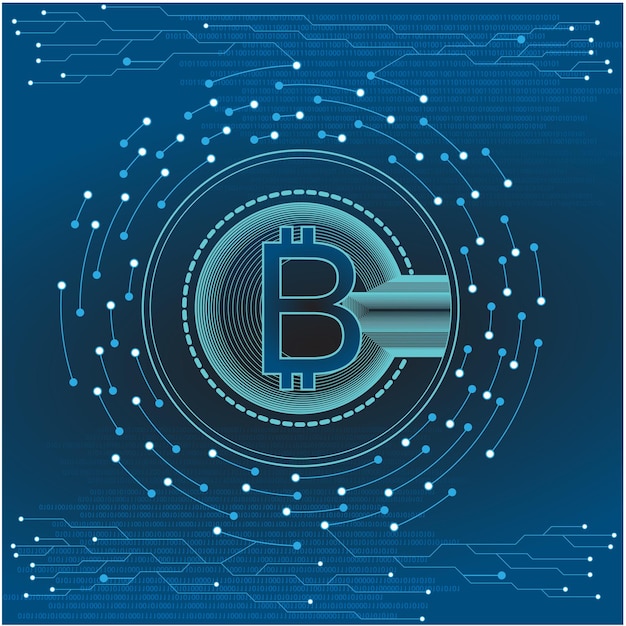 bitcoin vector design around with circle circuit board for cryptocurrency for future business w