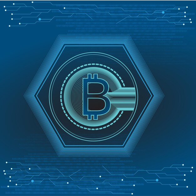 bitcoin vector design around with circle circuit board for cryptocurrency for future business w