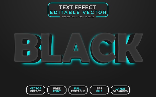 black 3d text effect eps vector file