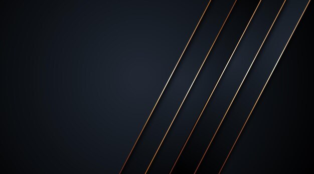 Black abstract background and golden lines illustration