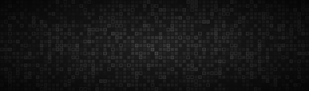 Black abstract header with transparent squares Mosaic look banner Modern vector illustration