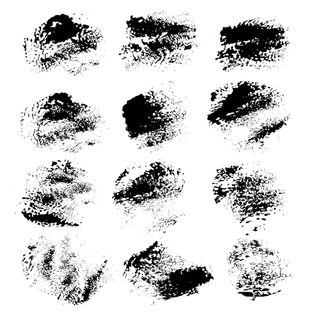 black abstract print strokes set isolated on a white