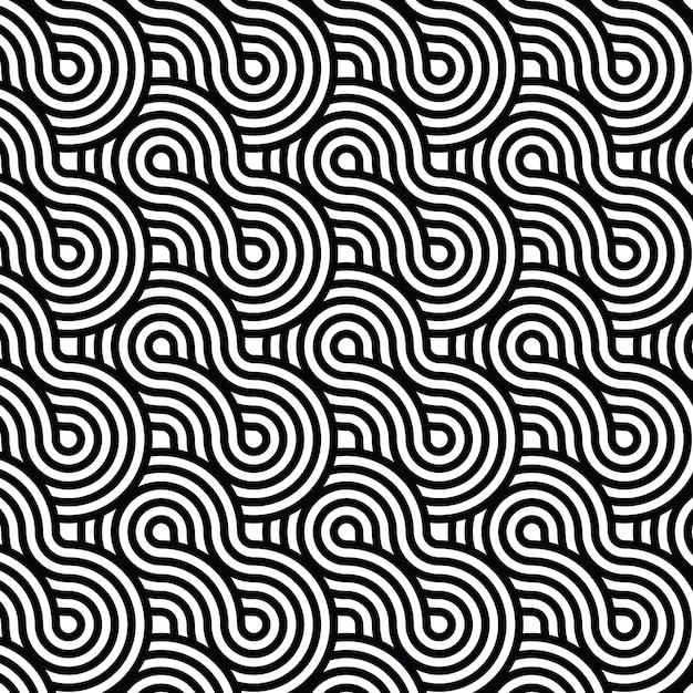 Black and white abstract hypnotic seamless pattern