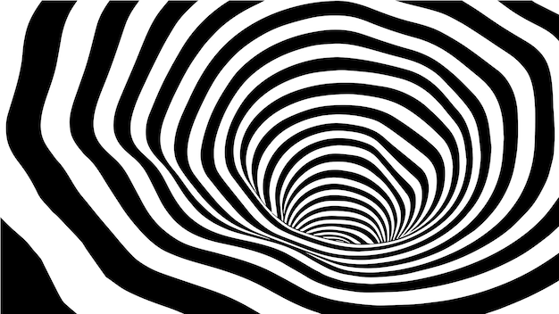 black and white abstract wormhole optical illusion vector illustration 3d tunnel