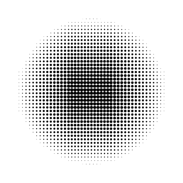Black and white circular halftone dot pattern halftone retro background for comics or pop art illus