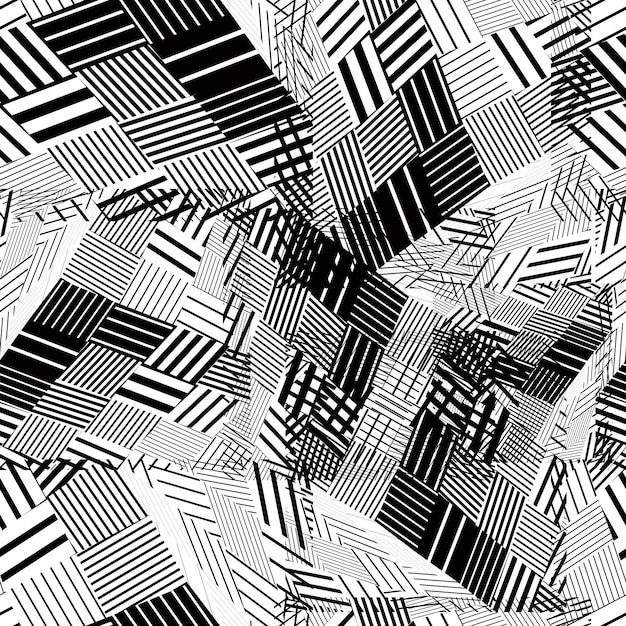 black and white geometric stripy seamless pattern tattered endless vector background abstract covering with parallel lines