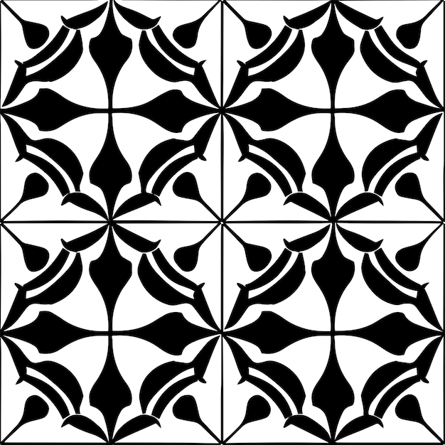 black and white geometric tesselation seamless repeat pattern vector