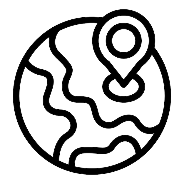 Black and white icon of planet earth showing globalisation