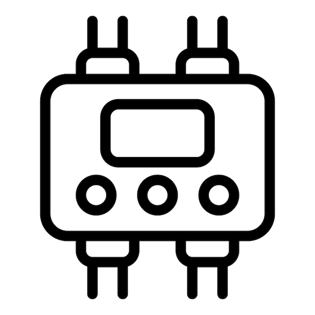 Black and white line art vector illustration of a digital multimeter icon