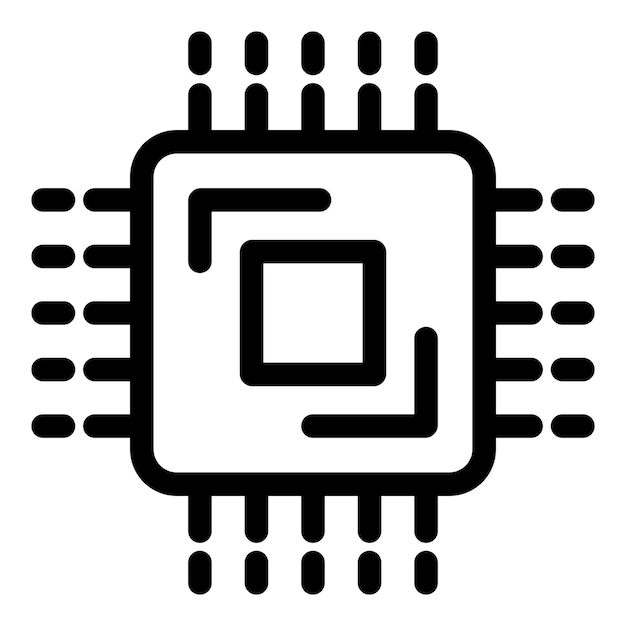 Black and white microchip icon illustration