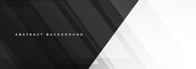 black and white modern abstract background with geometric shapes vector illustration wide banner