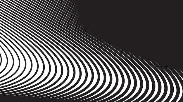 black and white oblique curved lines background vector image for backdrop or presentation