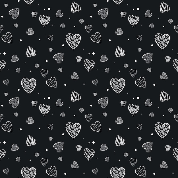 black and white pattern with hearts