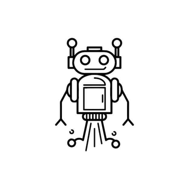 Black and white Robot vector illustration on white background