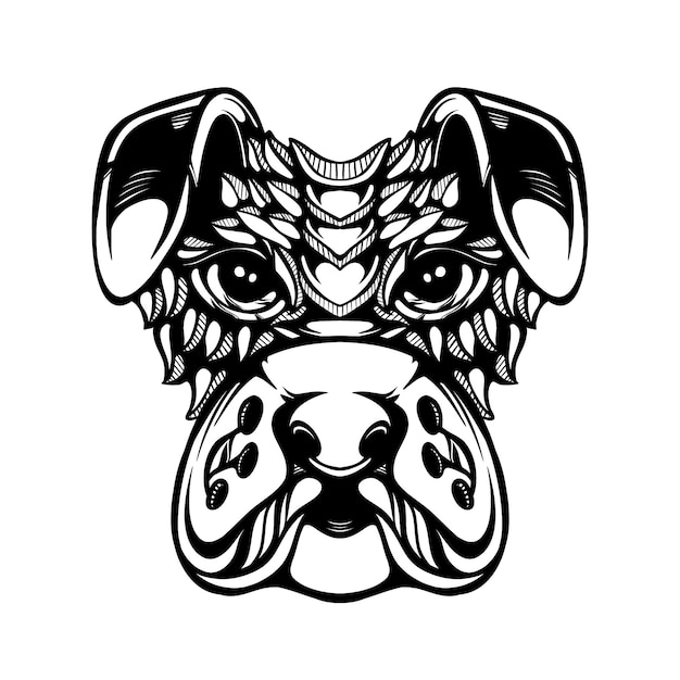 black and white tribal decorative dog pattern tattoo