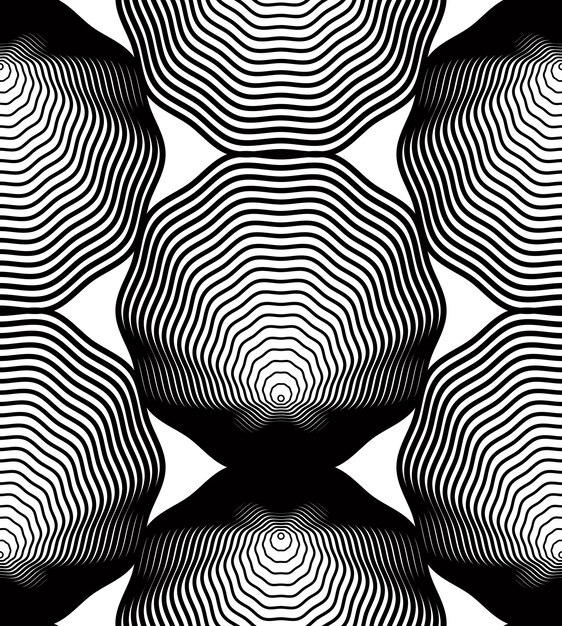 Black and white vector ornamental pattern, seamless art background decorated with monochrome lines, best for graphic and web design. Geometric ornate decoration.