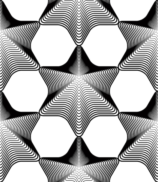 Black and white vector ornamental pattern, seamless art background decorated with monochrome lines, best for graphic and web design. Geometric ornate decoration.