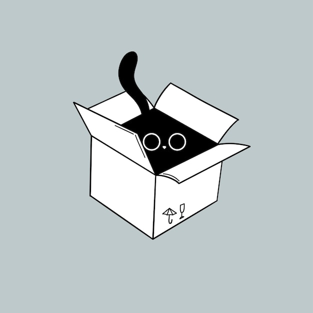 Black Cat sitting in the Box