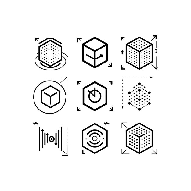 black color vector art with sacred geometry elements illustration set