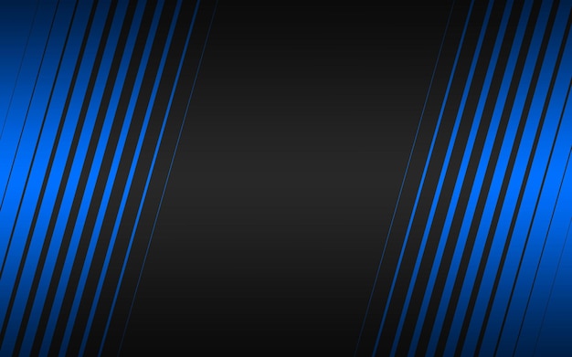 Black corporate abstract background with oblique blue stripes Technology design Vector illustration