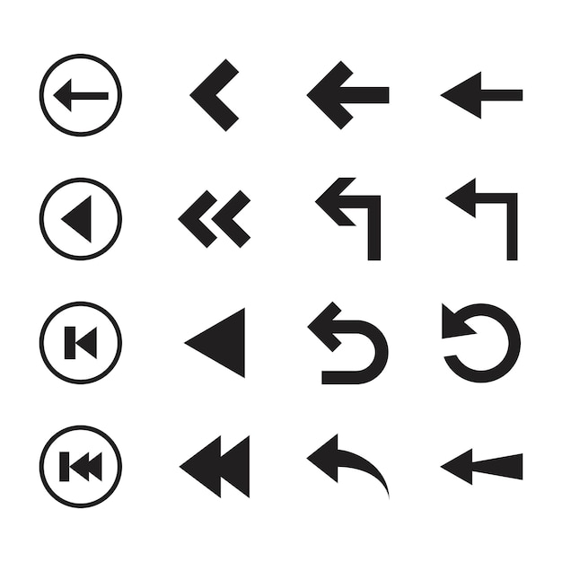 Black flat design arrows collection.