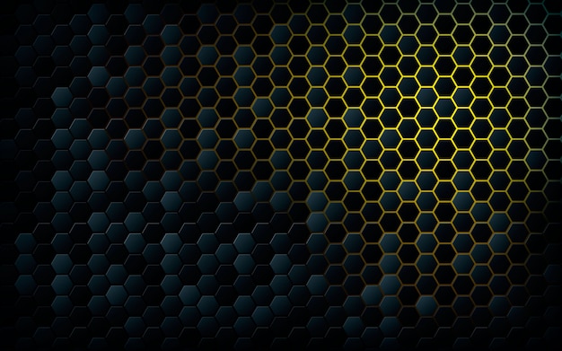 Black hexagon with light yellow background