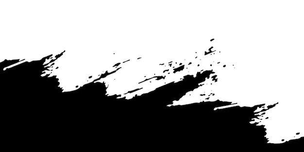 Black ink Stroke Brushes splash watercolor painted and copy space above