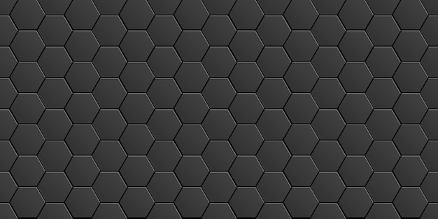 Black minimal abstract background with geometric elements - hexagons