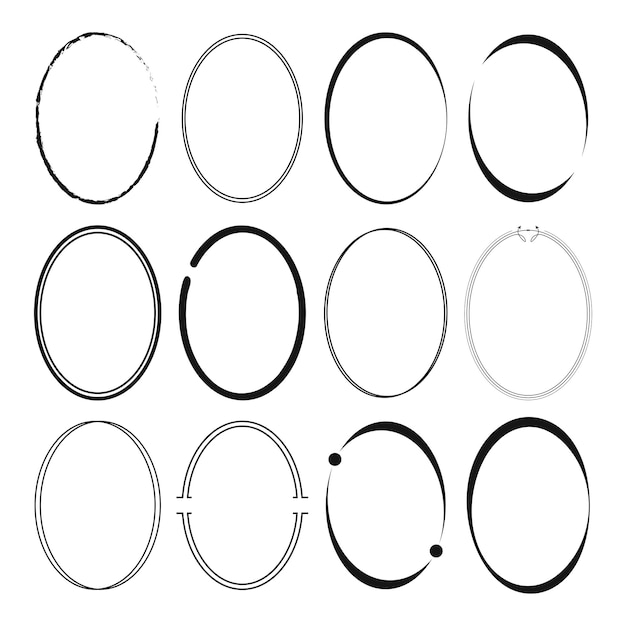 Black Oval Frame Vector Illustration