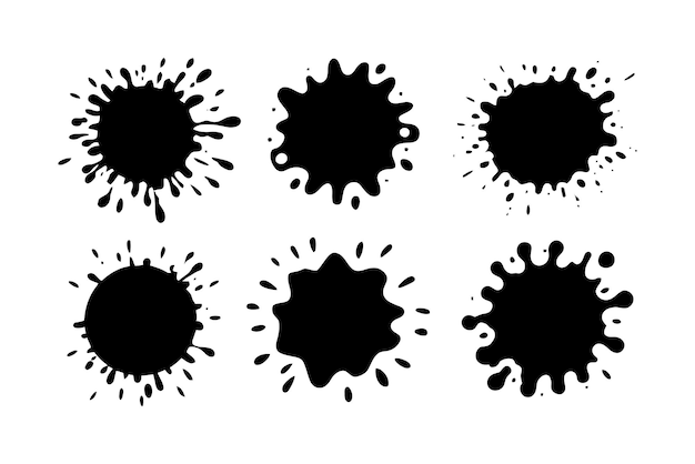 Black paint blots collection of vector icons
