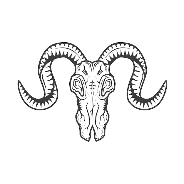 black ram skull element vector art concept design