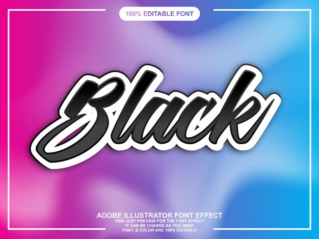 black script with shadow editable typography font effect