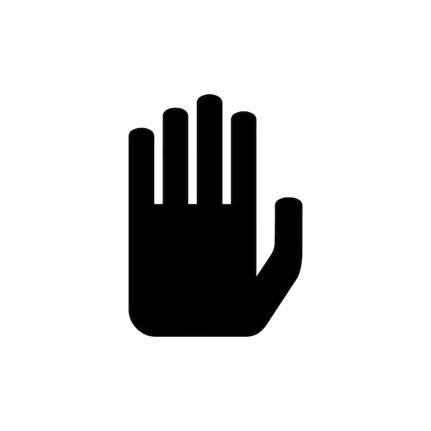 Black Silhouette of Raised Hand Vector icon design
